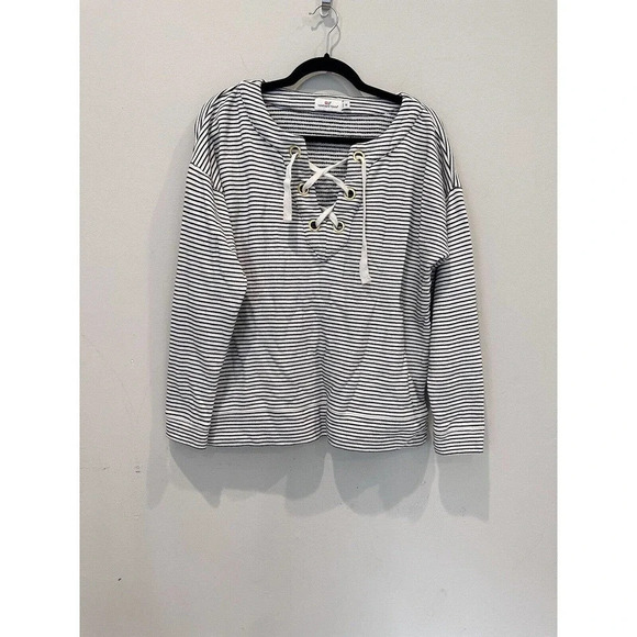 Vineyard Vines Bateau Lace Up Pullover Sweater Size Medium Coastal Preppy H0218 - Picture 1 of 9